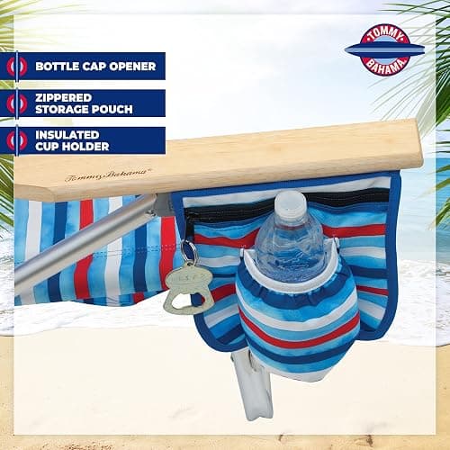 Tommy Bahama 5-Position Classic Lay Flat Folding Backpack Beach Chair, Aluminum, Red, White, and Blue Stripe thumbnail 8