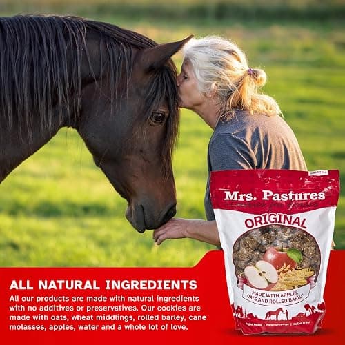 Mrs Pastures Cookies and Treats for Horses - Premium Horse Treats - Made with Apples, Oats, and Rolled Barley - Preservative Free - All Natural Ingredients - No Corn or Soy - Made in USA - (32oz Jar) thumbnail 5