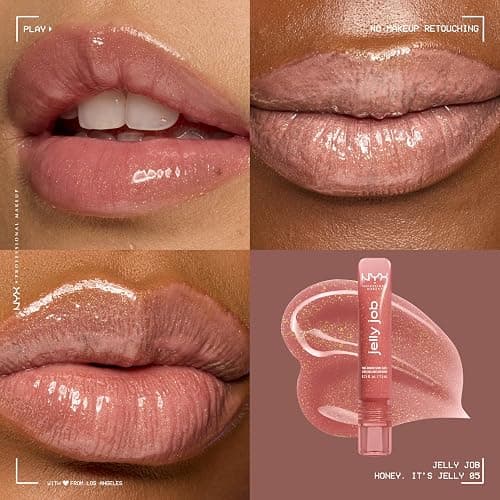 NYX PROFESSIONAL MAKEUP Jelly Job Lip Gloss, Lip Tint Gloss with Full-Bodied, Smoothing, and Hyper-Glossy Shine - Honey, It's Jelly (Nude Pearl Shimmer) thumbnail 2