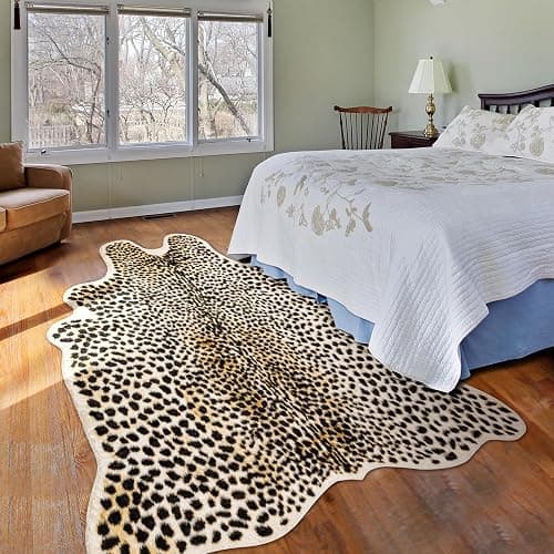 WARM HAVEN Cheetah Print Rug, Leopard Rug 5.2x7 Faux Animal Print Skin Cheetah Area Rug for Bedroom Living Room Animal Fur Hide Rustic Antelope Multicolor thumbnail 5