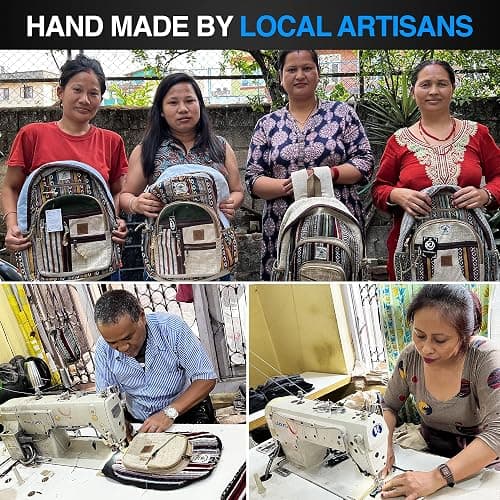 KayJayStyles Handmade Natural Hemp Nepal Backpack Purse, Small Lightweight Daypack (DAYPACK1) thumbnail 8
