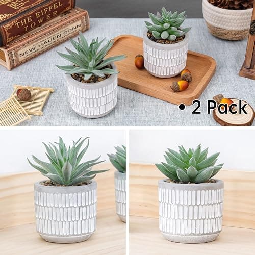 Der Rose Set of 2 Succulents Plants Artificial Fake Cactus Plants for Living Room Bathroom Bedroom Aesthetic Home Shelf Decor thumbnail 5