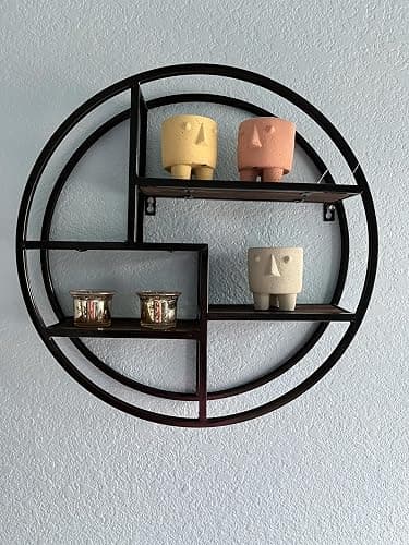 Admired By Nature, 18" Mounted Iron Circle Hanging Storage Shelving Floating Shelf 4 Tier Floating Circular Wall Decor Round Decorative Hanging Shelves, Sphere Shape Wall Shelf For Home, Black, 1 unit thumbnail 4