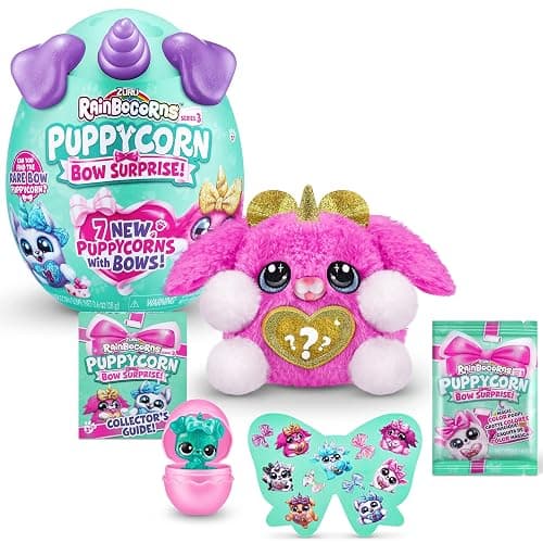 Rainbocorns Puppycorn Surprise Series 3 (Pink Karmo) by ZURU, Collectible Plush Stuffed Animal, Surprise Egg, Sticker Pack, Slime, Dog Plush, Ages 3+ for Girls, Children - Image 1