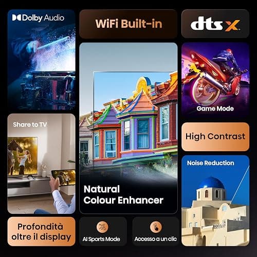 Hisense TV 40" Full HD 2025 40E43QT, Smart TV VIDAA U8, Airplay2, Game Mode, Works with Alexa, Tuner DVB-T2/S2 HEVC 10, lativù, 40'', 2025 LED thumbnail 3