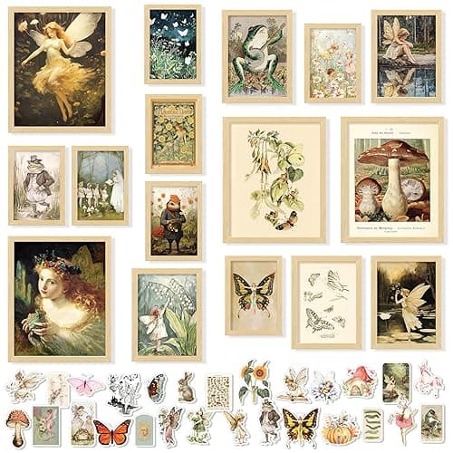 97 Decor Vintage Fairycore Decor - Fairy Art Prints Aesthetic, Cottage Core Wall Art Posters, Fairy Pictures Cottagecore Mushroom Pictures, Earthy Goblincore Decorations for Bedroom Home (8x10 Unframed) - Fairycore Gx8x10 - UNFRAMED