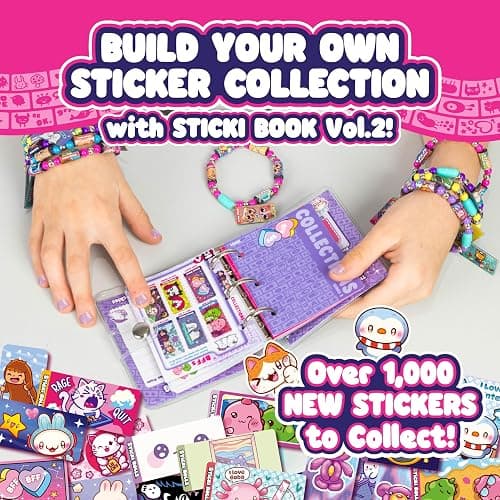 STICKI Rolls Sticki Book - The Original Wearable Shareable Toy Sticker Bracelet + Collection Book | Includes 120 Mini Stickers | Over 1000 Fun Sticker Designs to Collect! (Series 2) thumbnail 9