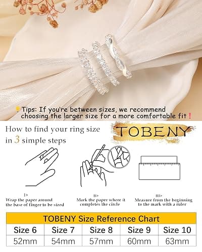 TOBENY Gold Engagement Rings for Women Non Tarnish Stackable Wedding Bands | Cubic Zirconia Sterling Silver Ring, Dainty Promise Love Eternity Stacking Thumb Ring Set, Gold Bridal Rings, Size 6 7 8 9 10 thumbnail 5