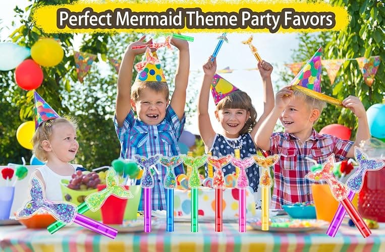 24PCS Glitter Mermaid Tail Bubble Wands for Kids Mermaid Party Favors Decorations Supplies, Mermaid Party Pinata Stuffer, Goodie Bags Filler, School Classroom Prizes thumbnail 6