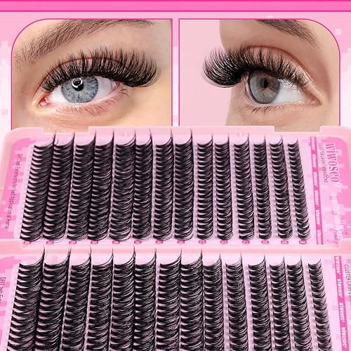wiwoseo Wispy Lash Clusters Eyelash Extensions Natural Eyelash Clusters 560pcs Individual Lashes 40D+50D DIY Lash Extensions Cluster Lashes Natural Look Lashes Clusters for Beginners (8-18MM) thumbnail 5