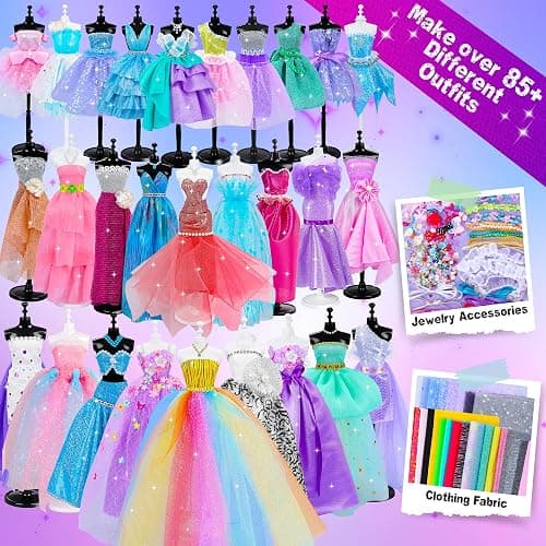 MINIFUN 800+Pcs Fashion Designer Kit for Girls, Sewing Kit with 4 Mannequins, DIY Arts and Crafts Kit for Kids, Doll Clothes Making Kit, Girl Toys for Age 6 7 8 9 10 11 12 Year Old Gifts thumbnail 3