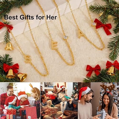 Initial Necklaces for Women, Dainty Stocking Stuffers 14K Gold Plated Sideways Letter Necklace Simple Choker Necklace Personalized Initial Name Necklaces for Women Cute Trendy Stuff Teen Jewelry Gifts thumbnail 7