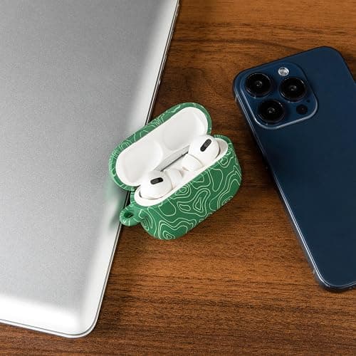 WC CaseZ Compatible with Apple AirPods Pro 1 & 2 – Soft Silicone Protective Case with Keychain for by Wicked Cushions | Shockproof, Dust-Resistant, & Wicked Designs | Emerald Tide thumbnail 7