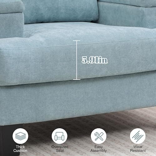 choairy Accent Chair with Storage Armrest, Modern Upholstered Reading Living Room Chairs, Comfy Large Armchair, Fabric Single Sofa Chair for Bedroom (Green) thumbnail 6