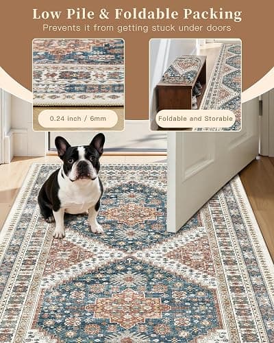 Madane Runner Rugs for Hallway 2x10 Long Washable Non-Slip Hallway Runner Rug Low-Pile Stair Kitchen Runner Throw Carpet for Entrance Living Dining Laundry Room (Navy Blue, 2 x 10) thumbnail 7