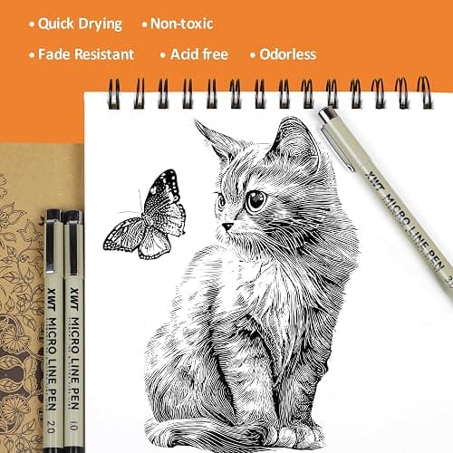 XWT 12+1 Fineliner Drawing Art Pens, Black Waterproof Pigment Ink Set for Artists, Sketching, Manga, Watercolor, Calligraphy, and Detail Outlining Archival Quality Inking Markers thumbnail 6