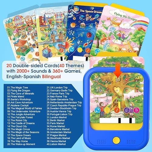 Kids Learning Tablet Bilingual, Montessori Educational Learning Toys for Toddlers 2-5 Year Olds, with 2000+ Words and Games, Speech Therapy Autism Toys, 2 3 4 5 Year Old Boy Girl Birthday Gift(Blue) thumbnail 3