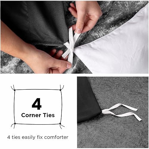 MOONLIGHT20015 King Duvet Cover Black Solid Soft King Bedding Duvet Cover Set with 2 Matching Pillowcases thumbnail 5