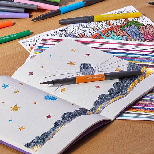 Paper Mate Flair Metallic Felt Tip Pens, City Lights Collection, Glittery Assorted Colors, Premium Ink, 8 Count - Perfect for Writing, Doodling, Bullet Journaling, Glitter, Sparkle, Writing Fun thumbnail 10