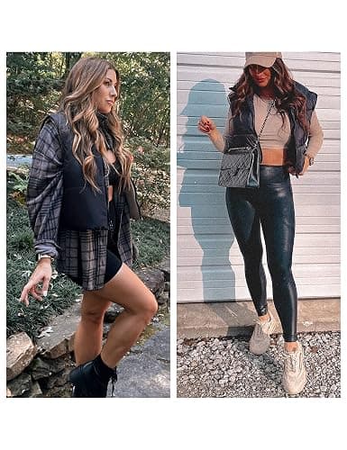 UANEO Cropped Puffer Vest Women Zip Up Stand Collar Sleeveless Padded Crop Puffy Vests thumbnail 5