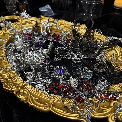 YHNNH 35 pcs Mystery Jewelry Jar, Surprise Gothic Jewelry Set for Woman, includes Gothic Necklaces, Earrings, Rings and Bracelets, Unique Goth Jewelry Box Gift for Her thumbnail 7