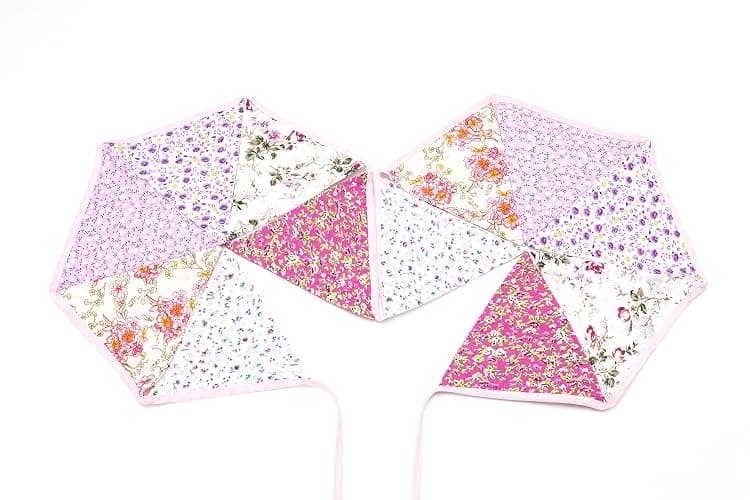 LOVENJOY Pink Floral 100% Cotton Bunting Banner for Girls Shabby Chic Wedding Birthday Decoration thumbnail 7
