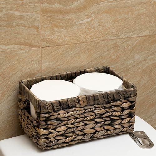 CENBOSS Wicker Baskets (Small, Black Wash, 1 PC) Rattan Storage Baskets for Shelves, Woven Seagrass Holder - Black Wash - Small thumbnail 5