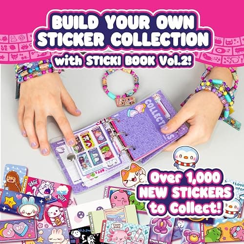 STICKI Rolls Sticki Book - The Original Wearable Shareable Toy Sticker Bracelet + Collection Book | Includes 120 Mini Stickers | Over 1000 Fun Sticker Designs to Collect! (Series 2) thumbnail 4