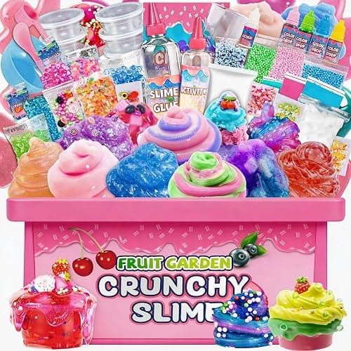 Unicorn Fruit Garden Crunchy Slime Kit,Ice Screen Cake Slime Sparkling Slime Making Kit,Foam, Jelly Cube Slime for Party Favors Kids Boys Girls Birthday Carnival Treasure Classroom Prizes - Image 1