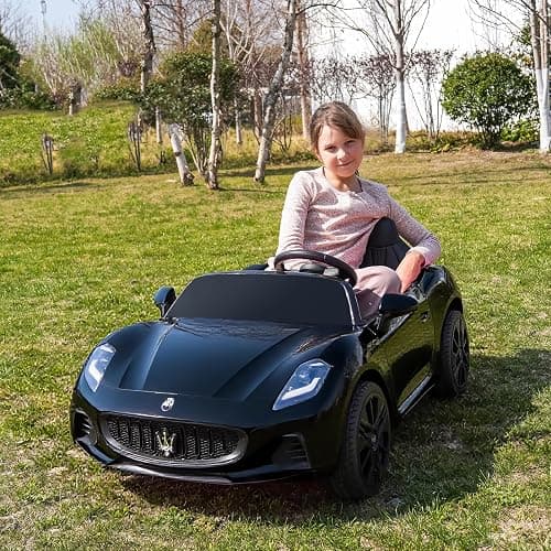 Acnico 2 Seater Kids Ride on Car with Remote Control -24V 4WD Licensed Maserati GranTurismo Ride on Toys, Bluetooth, High/Low Speed, 132lb Capacity, Toddler Electric Car Gift for Boys Girls (Black) thumbnail 4