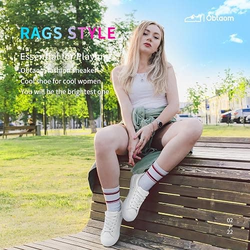 Obtaom Women Tennis Fashion Shoes Casual PU Leather Sneakers Comfortable Court Sneakers thumbnail 3