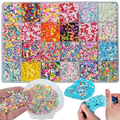 LIKETURE Fake Sprinkles 24-Grid Slime Sprinkles for Craft Non-Edible Polymer Clay Sprinkle Fake Candy Sprinkle for Resin Slime Add Ins Mix Ins Nail Art Design Shaker Card Filler DIY Crafting (220G) - Image 1