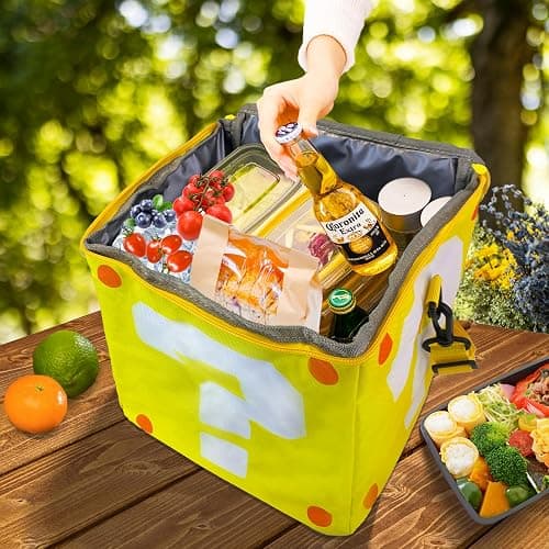 Costume Accessories Halloween Bucket Candy Basket, Box Bag Gifts Yellow Question Merch Cosplay Props for Adults (9X 9inch) thumbnail 2