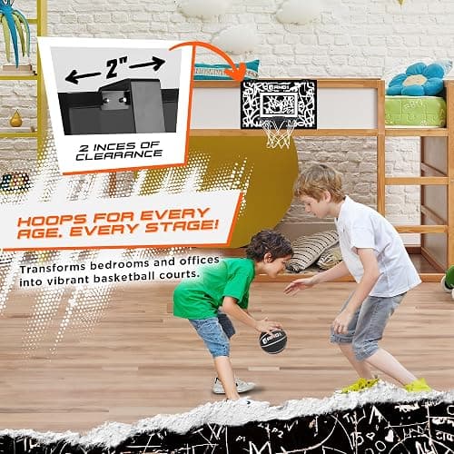 AND1 Over the Door Mini Basketball Hoop: 18x12 Shatterproof Backboard, 2 Mini Basketballs, and Hand Pump Included- Ultimate Indoor Basketball Accessory for Kids and Adults, No Tools Required thumbnail 6