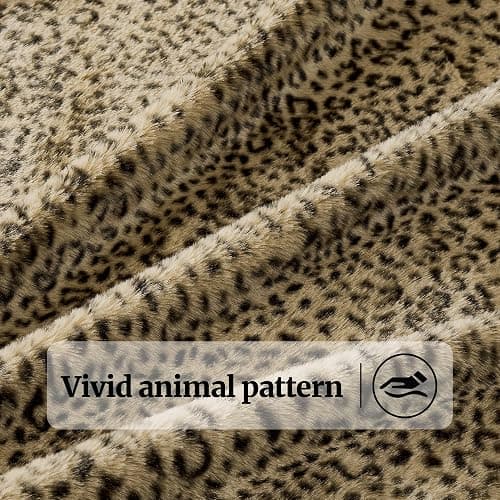 DREAMNINE Luxury Leopard Print Faux Rabbit Fur Blanket for Couch 50" x 60", Decorative Soft Cozy Fluffy Cheetah Microfiber Blankets,Warm Blanket for Winter, Animal Print Thick Fuzzy Lap Blankets, Tan thumbnail 4