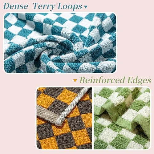 Madi-Cadi Hand Towels 5 Pack - Cotton Face Towels Soft, Absorbent, and Decorative Checkered Design for Bathroom, Kitchen, Gym, and Spa - 13 x 29 Inches for Any Occasion thumbnail 4