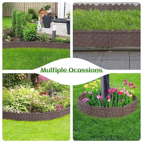 30-Pack Weaving Flower Bed Garden Edging Borders (30 FT) - No Dig Border Edgings with 8.5” Anchor Stakes & Interlocking Design-Thickened Borders for Lawns, Flower Beds & Landscaping thumbnail 4