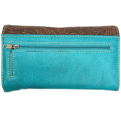 Zelris Western Rearing Horse Embroidered PU Vegan Leather Crossbody Wallet (Turquoise) thumbnail 3