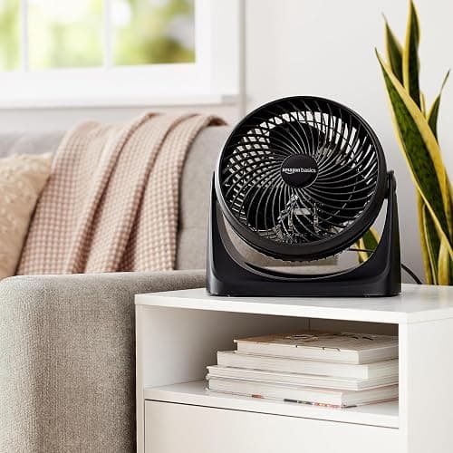 Amazon Basics Air Circulator Fan, Desk Fan for Bedroom, Home and Office, With 90-Degree Tilt Head, 3 Speed Settings, Lightweight (3 LBS), 35 Watts, Black, 11.1"W x 6.3"D x 10.9"H thumbnail 2