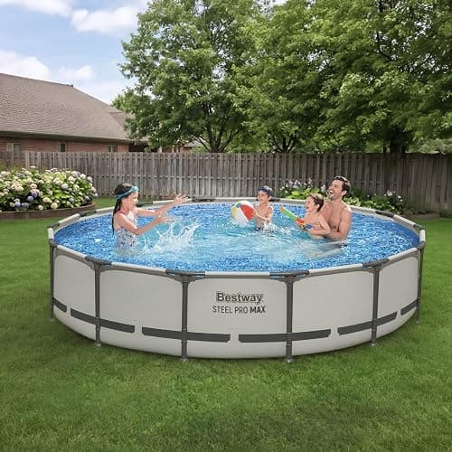Bestway Steel Pro MAX 14' x 33" Round Above Ground Pool Set with Pump | Metal Frame Pool, Corrosion-Resistant Steel, Puncture-Resistant Liner, Filter Pump, No-Tool Setup, Quick-Click Connectors thumbnail 2