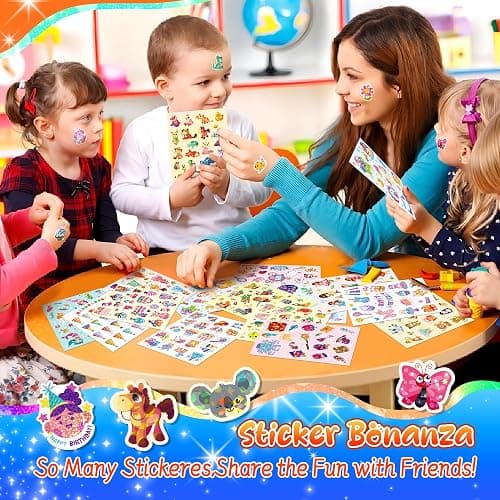 1000+ Holographic Stickers for Kids - 45 Different Sheets of 3 Themes Craft, Animal, Fairy Tale and Birthday Party, Kids Stickers for School Class Gift Wrap Decoration, Gift for Toddlers Boys and Girl thumbnail 4