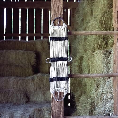 Weaver Equine Rayon 17 Strand Horse Cinch, Anti-Slip Saddle Cinch Girth with Flat Buckle, Western Horse Riding Supplies, ‎Tan/Black thumbnail 5