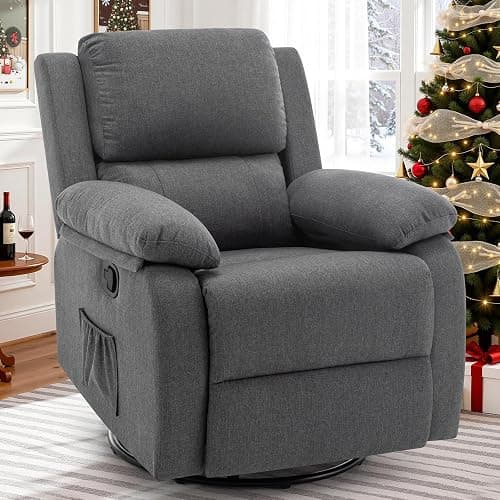 Korser Recliner Chair, 360 Swivel Rocker Chair for Adults, Small Rocking Recliner for Small Spaces, Upholstered Fabric Glider Recliner Nursery - Image 1