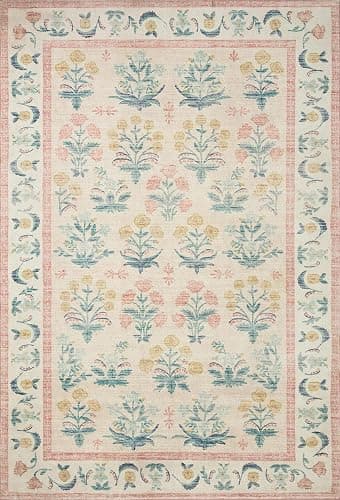 Loloi Rifle Paper Co. Eden Collection EDE-01 Mughal Rose Blush 2'-0" x 5'-0" Accent Rug feat. CloudPile™ thumbnail 2