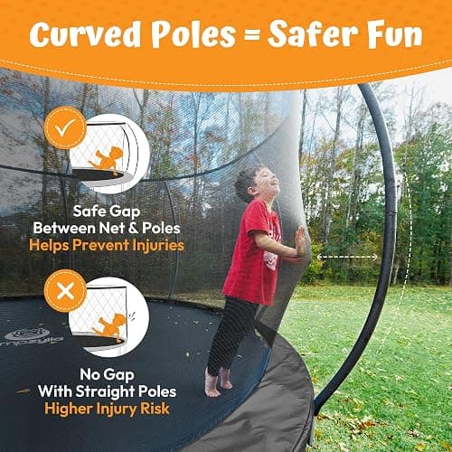 JUMPZYLLA Trampoline Outdoor 8FT 10FT 12FT 14FT 15FT 16FT with Enclosure and Ladder, ASTM Approved Recreational Trampoline for Kids and Adults, Anti-Rust Coated Frame thumbnail 4