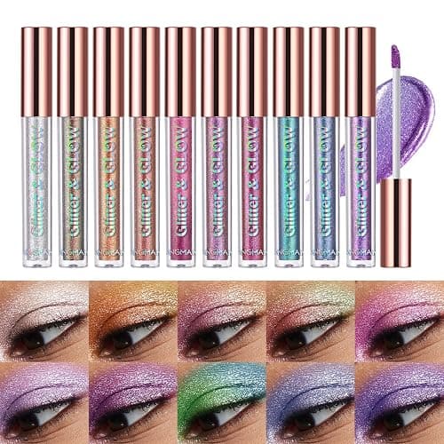 BestLand Liquid Glitter Eyeshadow Set, Multichrome Glitter Shimmer Eye Looks Waterproof Long Lasting Quick-Drying Sparkling Eye Shadow Liquid Highlighter Christmas Makeup Kits (Magic Color) - Image 1