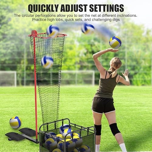 TUBAGOU Volleyball Setter Training Equipment Net with Portable Volleyball Cart with Wheels, Volleyball Practice Equipment 5 Height Options and Adjust The Target Hoop Angle by 10 Angles thumbnail 4