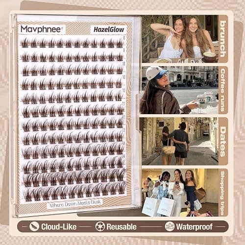 Brown Lash Clusters Kit Wispy Eyelash Extensions Kit Fairy Dark Brown Individual Lashes with Lash Bond and Seal 8-16MM C-Curly Clean Girl Beauty Natural Cluster Lashes (144Pcs, Brown Lash Glue) thumbnail 6