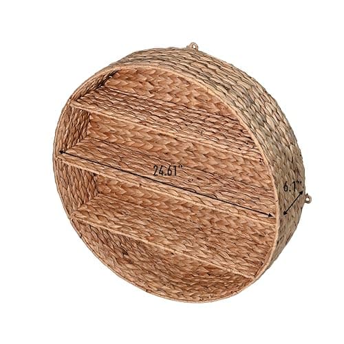 happimess WRK1000A Annulus 24.5" 3-Shelf Circular Handwoven Hyacinth Wall Rack for Entryway, Bedroom, Living Room, Guest Room, Natural thumbnail 3