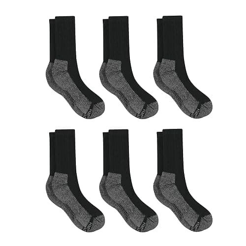 Hanes Men's Work Socks, Cushioned Crew Socks, Moisture-Wicking Socks & Odor Control, Black & White, 6 & 12 Pack Available thumbnail 5